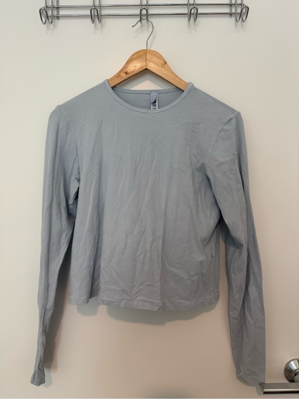 Skims Light Blue Long Sleeve Crewneck Top